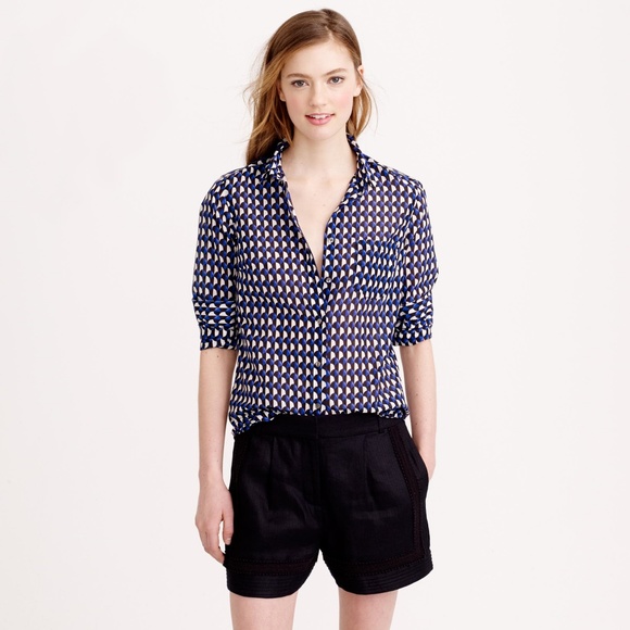 J. Crew Tops - J. CREW BOY SHIRT IN JET-SET GEO PRINT